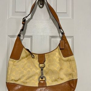 Coach Signature Large Hampton Hobo Shoulder Bag F13069 in Lemon/Natural